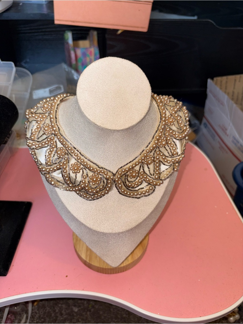 Vintage Glentex Japan Faux Pearl Beaded Collar